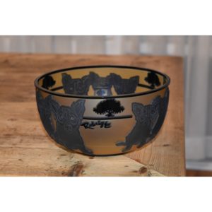 Blue Dog Cameo Glass Decorative Bowl "903056"