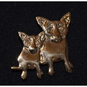Jewelry - Sterling/Gold Plated Blue Dog Double Dog Pin