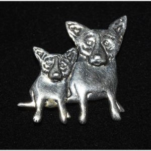 Jewelry - Sterling Silver Blue Dog Double Dog Pin