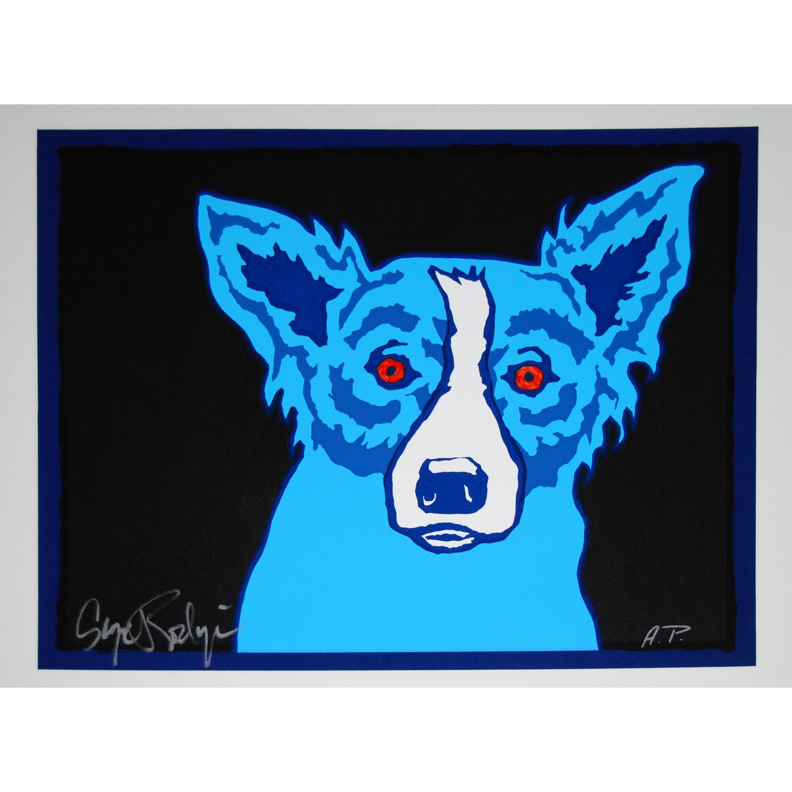 Original - Mixed Media - One of a kind - Top Dog Black with Painted Red Eyes